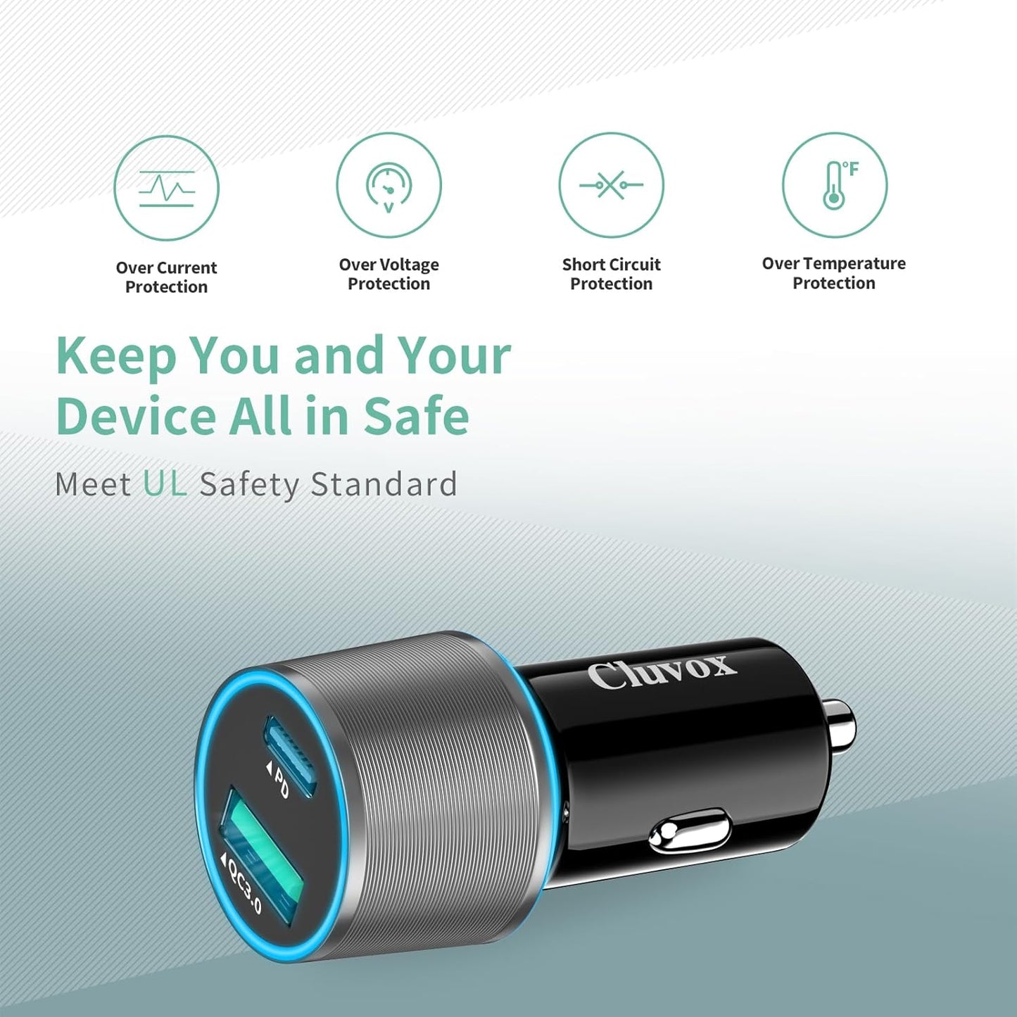 Dual USB Car Charger Adapter,  20W Fast Charge Car Charger Compatible for Iphone 15 Pro Max/Plus/14/13/12/11/Xs/Xr/8/Se 2020/Ipad 8Th/Pro/Air 4/Mini, Google Pixel, Samsung Cigarette USB Charger